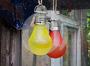 LED garden lights in the form of multi-colored bulbs