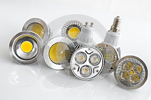 LED GU10 and E14 with different chips, coolers and optics