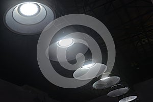 Led hanging lighting in commercial building