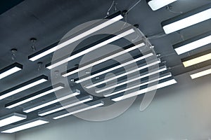 Led hanging lighting in commercial building photo