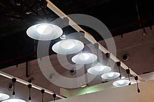 Led hanging lighting in office