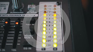 LED Indicator Level Signal on the Sound Mixing Console