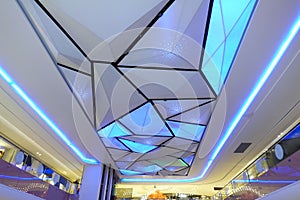 Led lamp ceiling of modern commercial building shopping centre