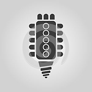 The led lamp icon. Lamp and bulb, lightbulb, CFL, luminodiode symbol.UI. Web. Logo. Sign. Flat design. App.