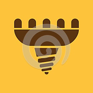 The led lamp icon. Lamp and bulb, lightbulb, CFL, luminodiode symbol.UI. Web. Logo. Sign. Flat design. App.