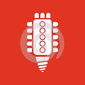 The led lamp icon. Lamp and bulb, lightbulb, CFL, luminodiode symbol.UI. Web. Logo. Sign. Flat design. App.