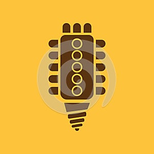 The led lamp icon. Lamp and bulb, lightbulb, CFL, luminodiode symbol.UI. Web. Logo. Sign. Flat design. App. photo