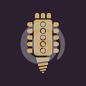 The led lamp icon. Lamp and bulb, lightbulb, CFL, luminodiode symbol.UI. Web. Logo. Sign. Flat design. App. photo