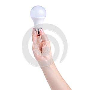 LED lamp light in hand