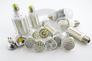 LED lamps GU10 and E27 with a different chip technology also co photo