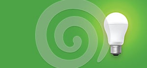 Led light bulb on green background vector
