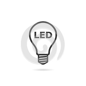 Led Light Bulb icon with shadow
