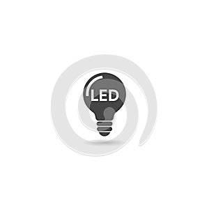 LED light bulb icon with shadow