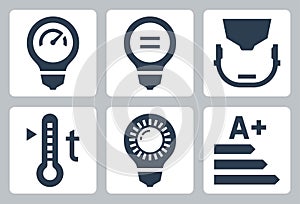Led light bulb parameters icons