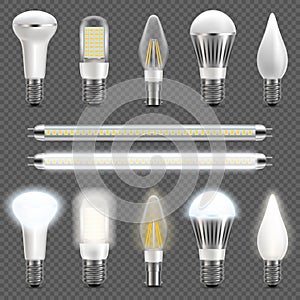 Led light bulb set, vector isolated illustration