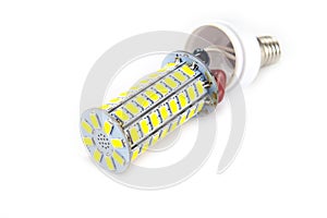 Led light bulb on white background