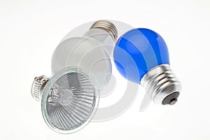 Led light bulbs composition on white background