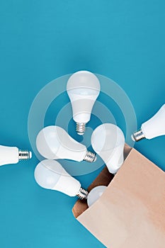 LED light bulbs in craft paper shopping bag