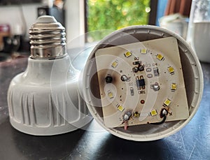 Led light that burned out due to an electrical short circuit