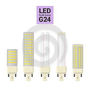 LED light G24 bulbs vector colorful icon set