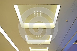 Led light on modern building ceiling