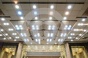 Led light on modern building ceiling