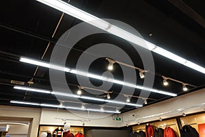 Led light on modern building ceiling