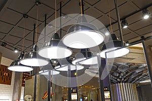 Led  light on modern commercial building ceiling