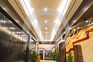 Led  light  on modern commercial building  ceiling