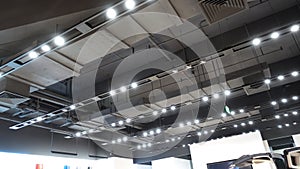 Led light on shop ceiling in modern commercial building