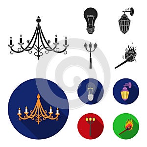 LED light, street lamp, match.Light source set collection icons in black,flat style vector symbol stock illustration web