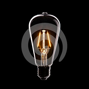 LED Lightbulb filament turned on lit