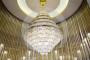 Led lighting chandelier lamp in modern commercial building hotel hall