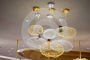 led lighting chandelier lamp in modern commercial building