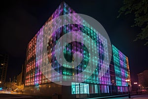 led lights installed on facade of modern building to create unique and eye-catching effect