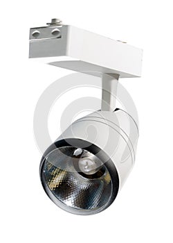 LED lights, track LED lamp. Office lighting. White lamp on a white background for the catalog.