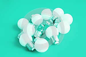 LED lights in a trending mint background