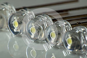 LED micro bulbs. observation of light semiconductor diodes. Electric crystals of light. The concept of lighting equipment