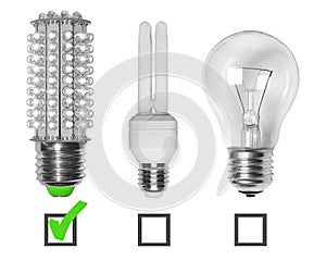 Led, neon and tungsten bulbs