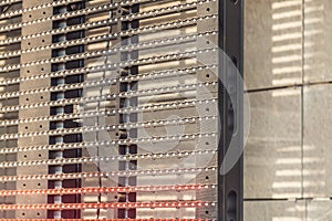 LED Outdoor Media Facade, digital signage screen. Exterior facade light, wall LED pixels light, architectural media lights