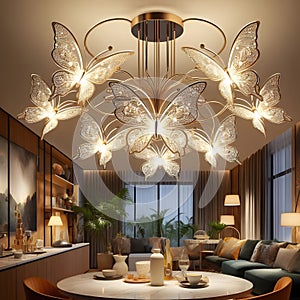 LED Pendant Light Fixture Butterfly Hanging Lamps For Ceiling Kitchen Bedside Living Room