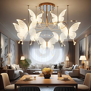 LED Pendant Light Fixture Butterfly Hanging Lamps For Ceiling Kitchen Bedside Living Room