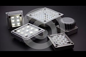 led production equipment bright light electronic technology electricity industrial lamp. Generative AI.