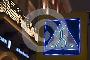 Led road sign `Pedestrian crossing`