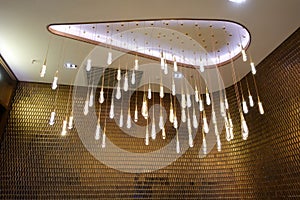 Led round chandelier lighting in modern commercial building