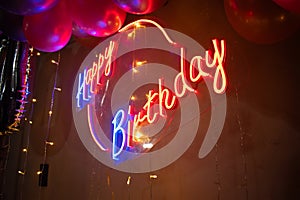 Led sign in a birthday party