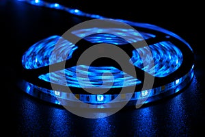 Led smd reel pink blue with a black background. RGB