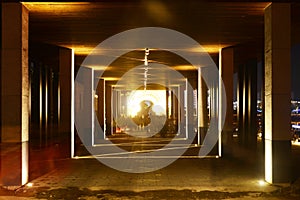 Led spot light in passageway