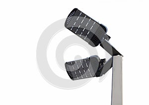 LED Street Lamps with energy-saving technology on white background.
