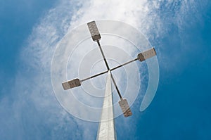 Led street lights, blue sky background